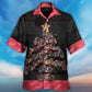 Retro Motorcycle Christmas Tree Hawaiian Shirt Pattern View For Lightweight Everyday Style