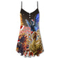 Christmas Love Dragon Bright Power V-Neck Sleeveless Cami Dress For Holiday Parties And Relaxed Vacation Wear