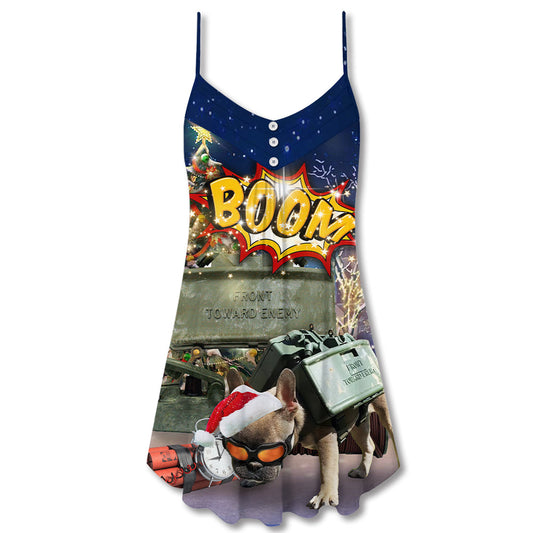 Winter Sword And Dog Snow Night – Women's Summer Sleeveless V-Neck Camisole Dress