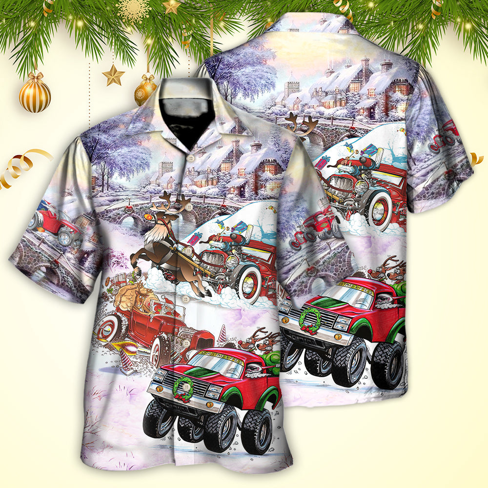 Festive Christmas Hawaiian Shirt Artwork View For Tropical Vacations