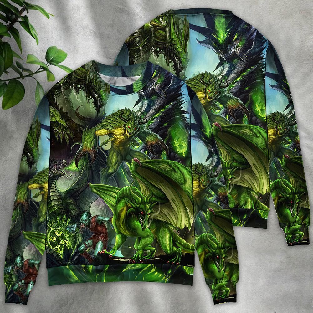 Green Dragon Skull Fantasy Sweater For Art Lovers Holidays Parties And Comfortable Wear