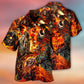 Motorcycle Skull Fire Burning Hawaiian Shirt For Warm Weather Adventures And Everyday Comfort
