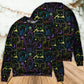 Neon Colorful Cat Playing Sweater For Animal Lovers Casual Wear Holidays And Thoughtful Gifting