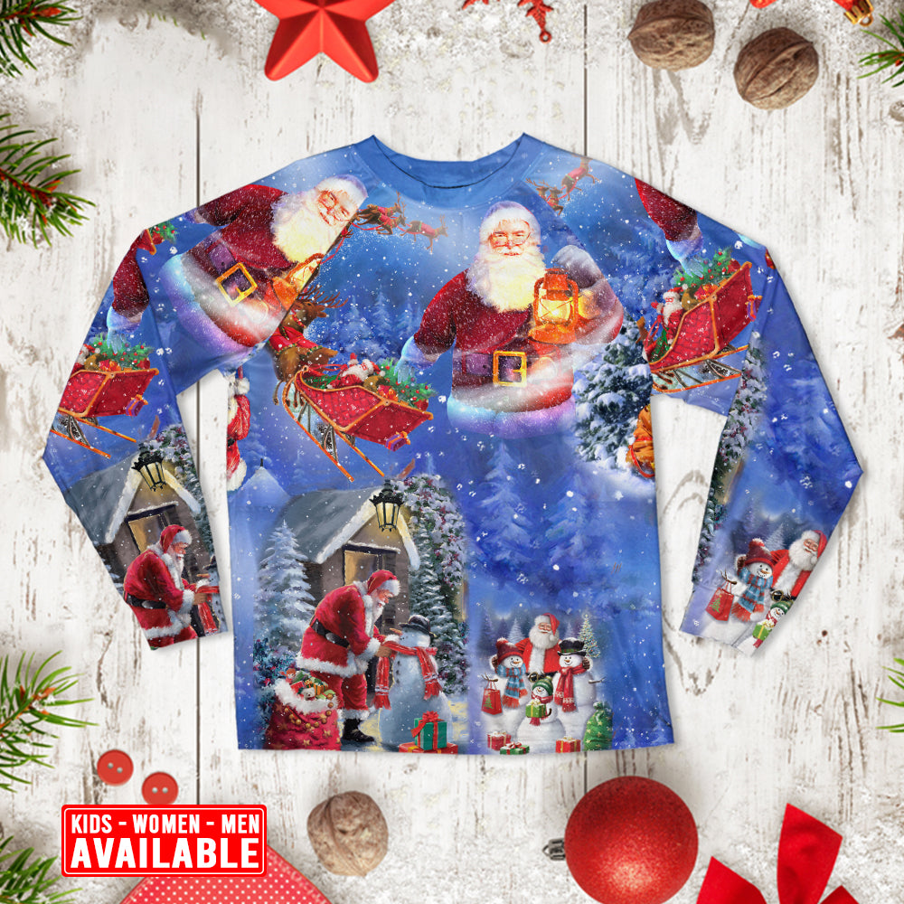 Merry Christmas Santa Holiday Arrival Long Sleeve Pajamas Set For Winter Nights And Thoughtful Gifting