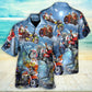 Happy Christmas Santa Driving Holidays Hawaiian Shirt Pattern View For Relaxed Warm Weather Outfits