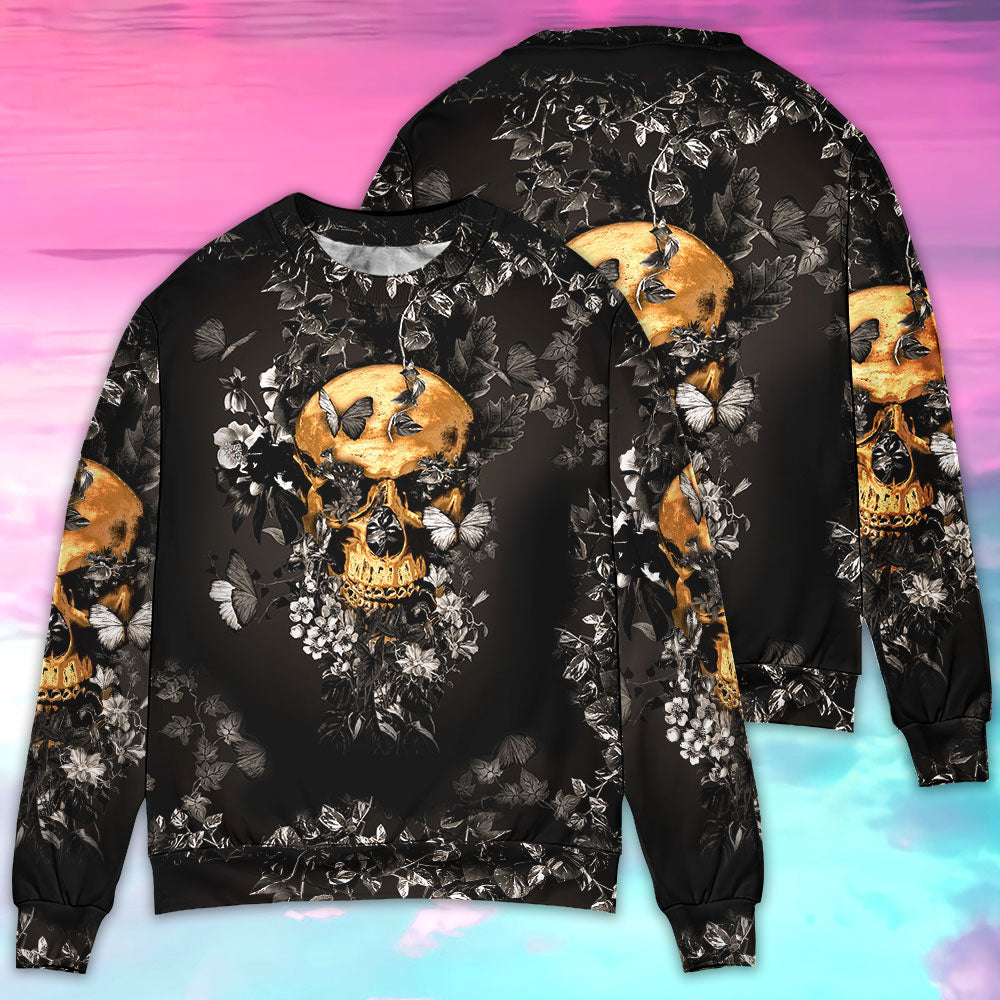 Skull Flowers Growth From Darkness Sweater For Alternative Outfits Seasonal Events And Everyday Comfort