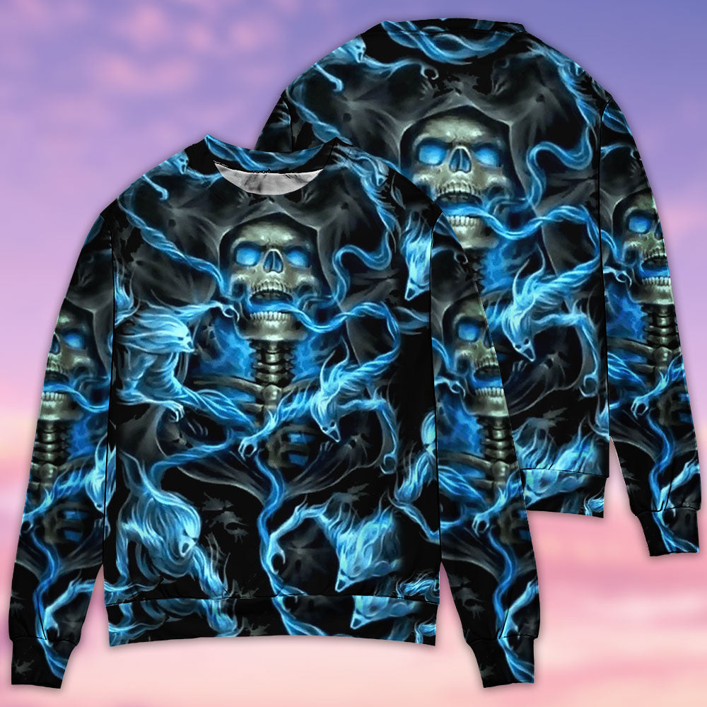 Thunder Black Ground Skull Sweater For Art Lovers Holidays Parties And Comfortable Wear