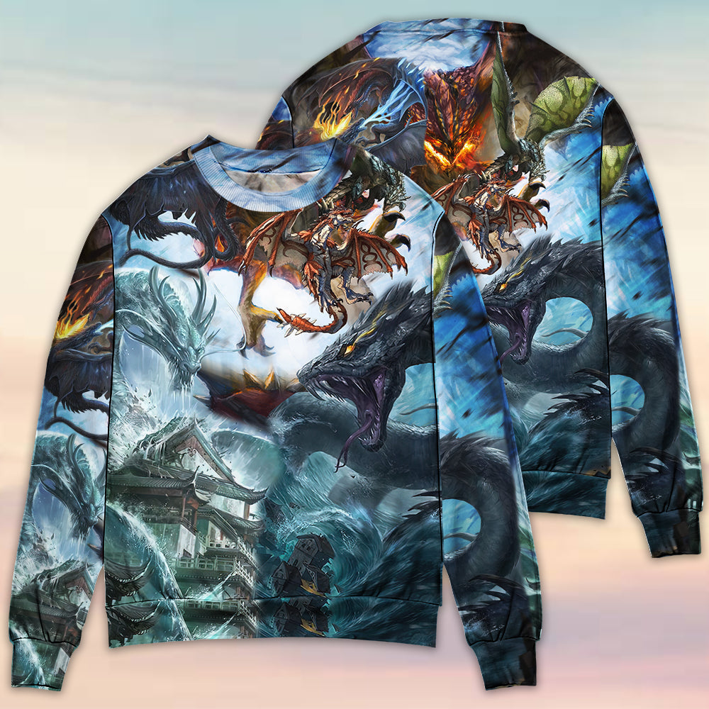 Epic Dragon Battle Fantasy Sweater For Animal Inspired Style Events And Comfortable Daily Wear