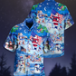 Festive American Christmas Hawaiian Shirt Pattern Detail For Vacation Travel And Daily Wear