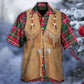 Vintage Western Christmas Santa Jacket Fringe Hawaiian Shirt Artwork View For Weekend Travel And Beach Style