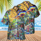Bohemian Colorful Turtle Peace Hawaiian Shirt Artwork Detail For Tropical Trips And Casual Outings