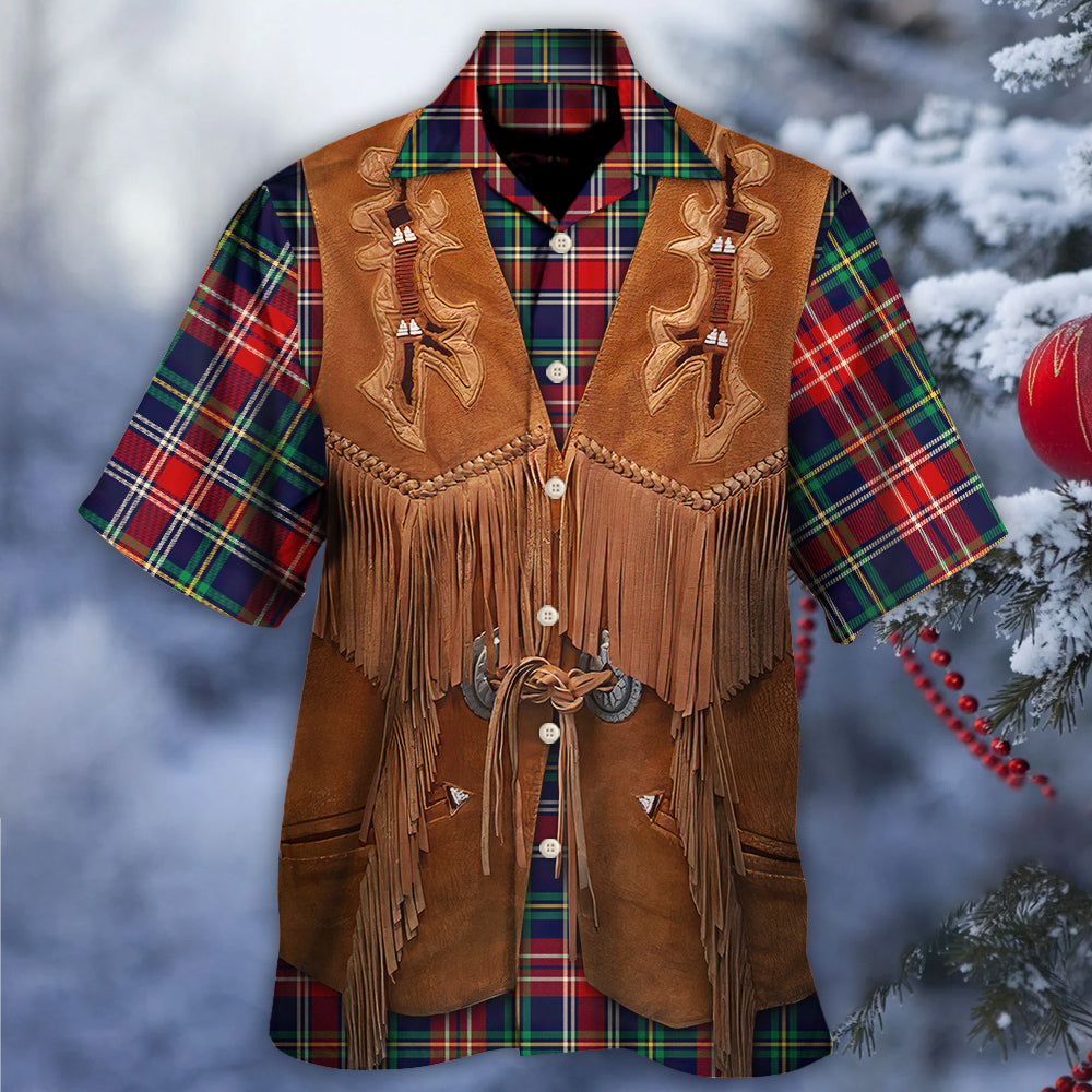 Christmas Santa String Sleeveless Leather Hawaiian Shirt Design Detail For Sunny Adventures And Casual Wear