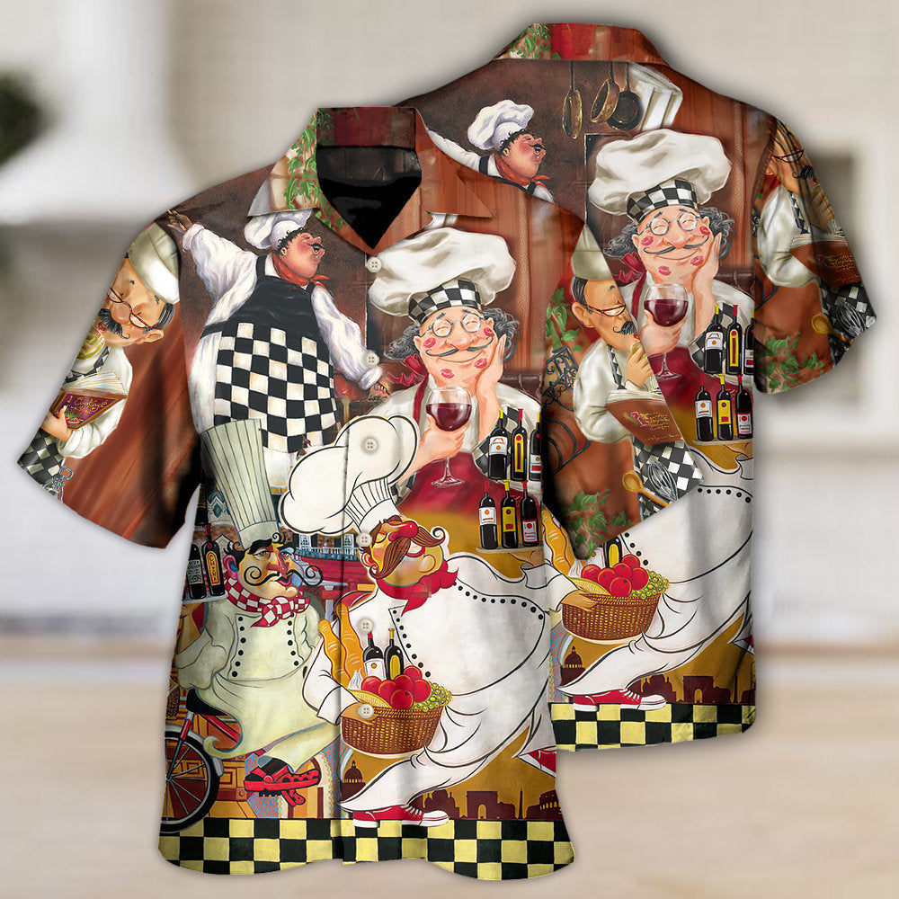 Vintage Funny Chef Cooking Kitchen Hawaiian Shirt Summer Design Detail For Resort Wear