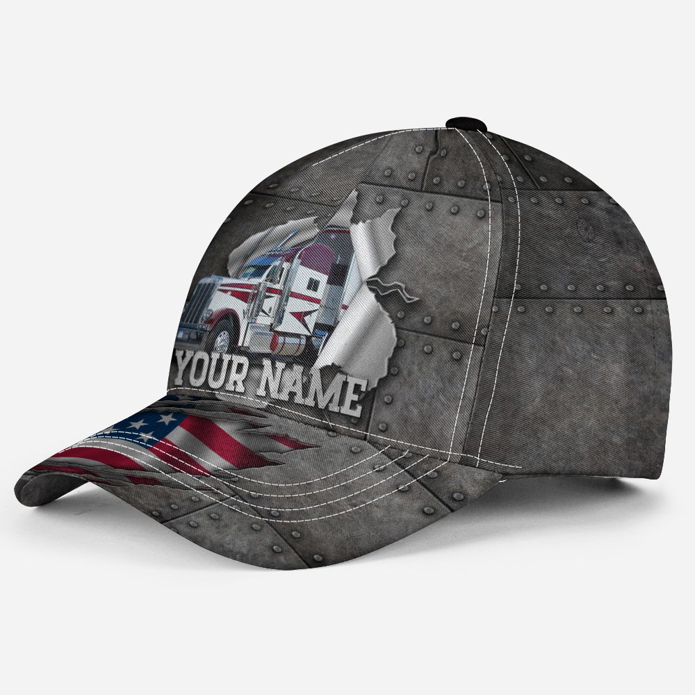 Custom Truck Silver American Personalized Name Classic Cap For Everyday Accessories Vacations And Outdoor Fun