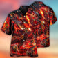 Dinosaur Meteor Rain Fantasy Hawaiian Shirt Design Detail For Beach Days And Holiday Travel