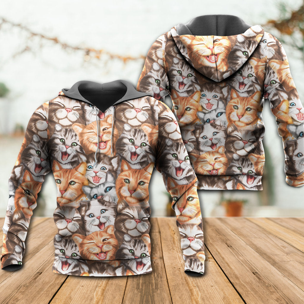Cute Funny Happy Cat Life Hoodie For Animal Enthusiasts Outdoor Activities And Daily Wear