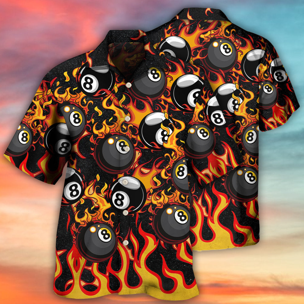 Billiards Adventure Graphic Hawaiian Shirt Detailed Pattern View For Summer Travel