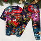 Santa Sharing Christmas Cheer Short Sleeve Pajamas Set For Festive Sleepovers And Family Photos