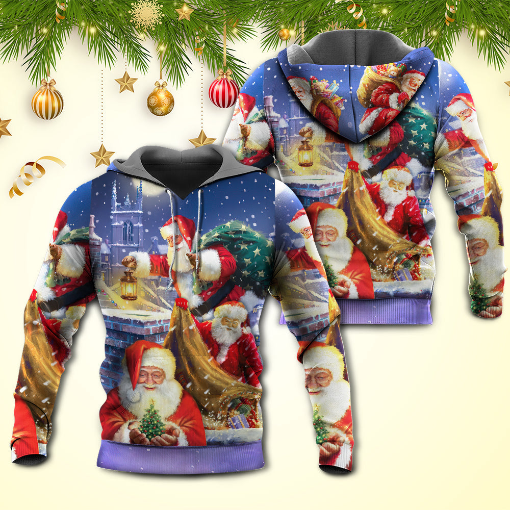 Funny Santa Rooftop Hoodie For Winter Streetwear Christmas Travel And Seasonal Home Gatherings