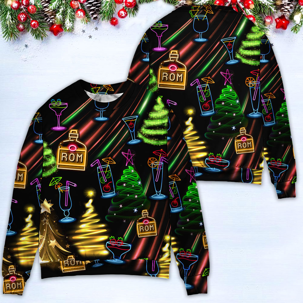 Christmas Rum Neon Sweater For Family Gatherings Winter Travel And Everyday Seasonal Comfort