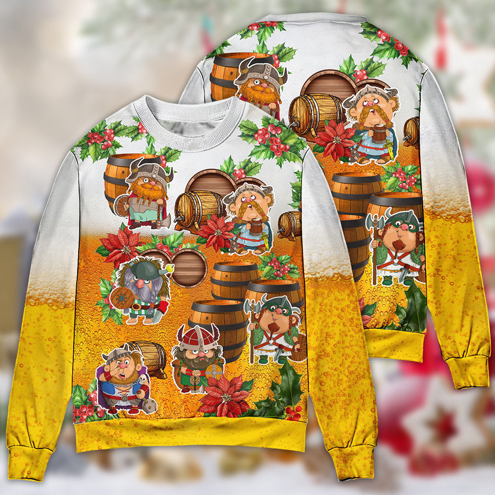 Viking Beer Theme Funny Christmas Sweater For Winter Parties Seasonal Adventures And Relaxed Everyday Styling