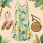 Parrot Love Love Tropical V-Neck Sleeveless Cami Dress For Beach Festivals And Comfortable Summer Outfits