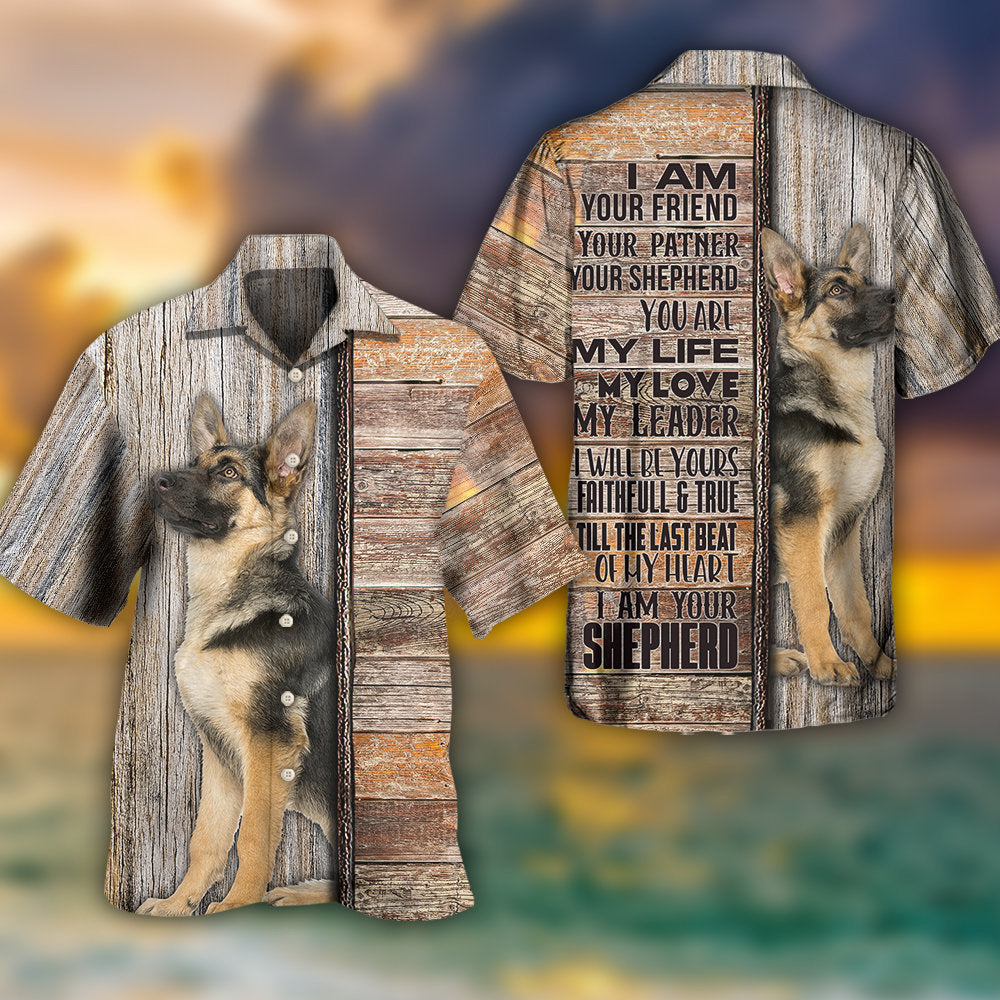 Creative German Shepherd Dog Hawaiian Shirt Print Closeup For Warm Weather Events