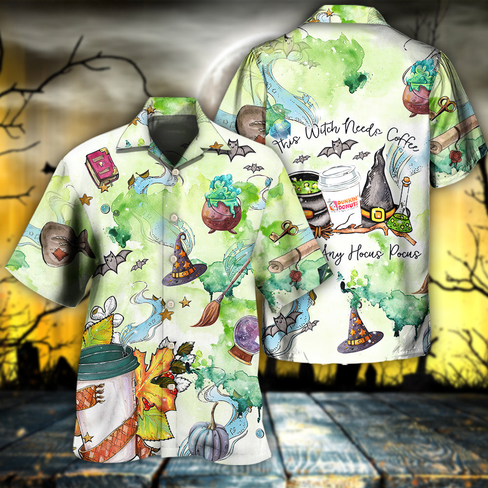 Coffee Halloween Witch Hawaiian Shirt For Beach Parties And Weekend Getaways