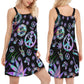 Hippie Alien Peaceful Spirit V-Neck Sleeveless Cami Dress For Creative Events And Casual Warm Weather Wear