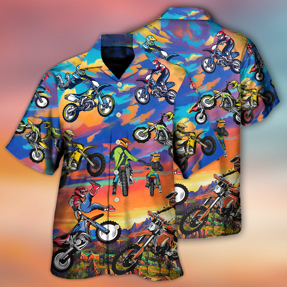 Motorcycle Motocross Biker Hawaiian Shirt For Coastal Adventures And Warm Weather Wear