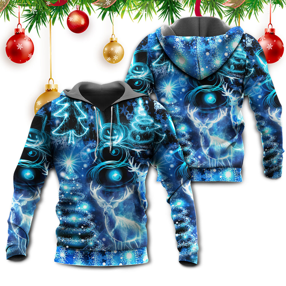 Christmas Deer Snowman Tree Glow Hoodie For Festive Family Moments Winter Wear And Holiday Gift Ideas