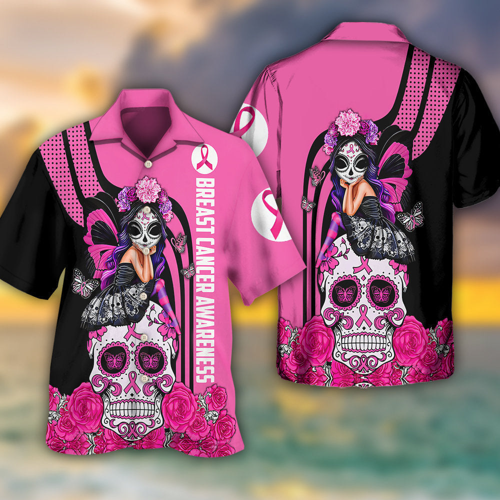 Breast Cancer Awareness Hope Strength Hawaiian Shirt For Beach Days, Summer Outings, And Thoughtful Gift Giving
