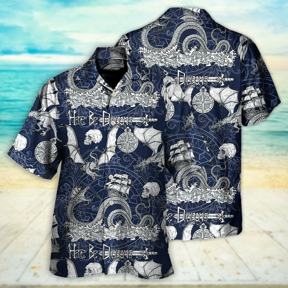 Dragon Skull Old Ship Sea Hawaiian Shirt Design View For Resort Travel And Thoughtful Gifting