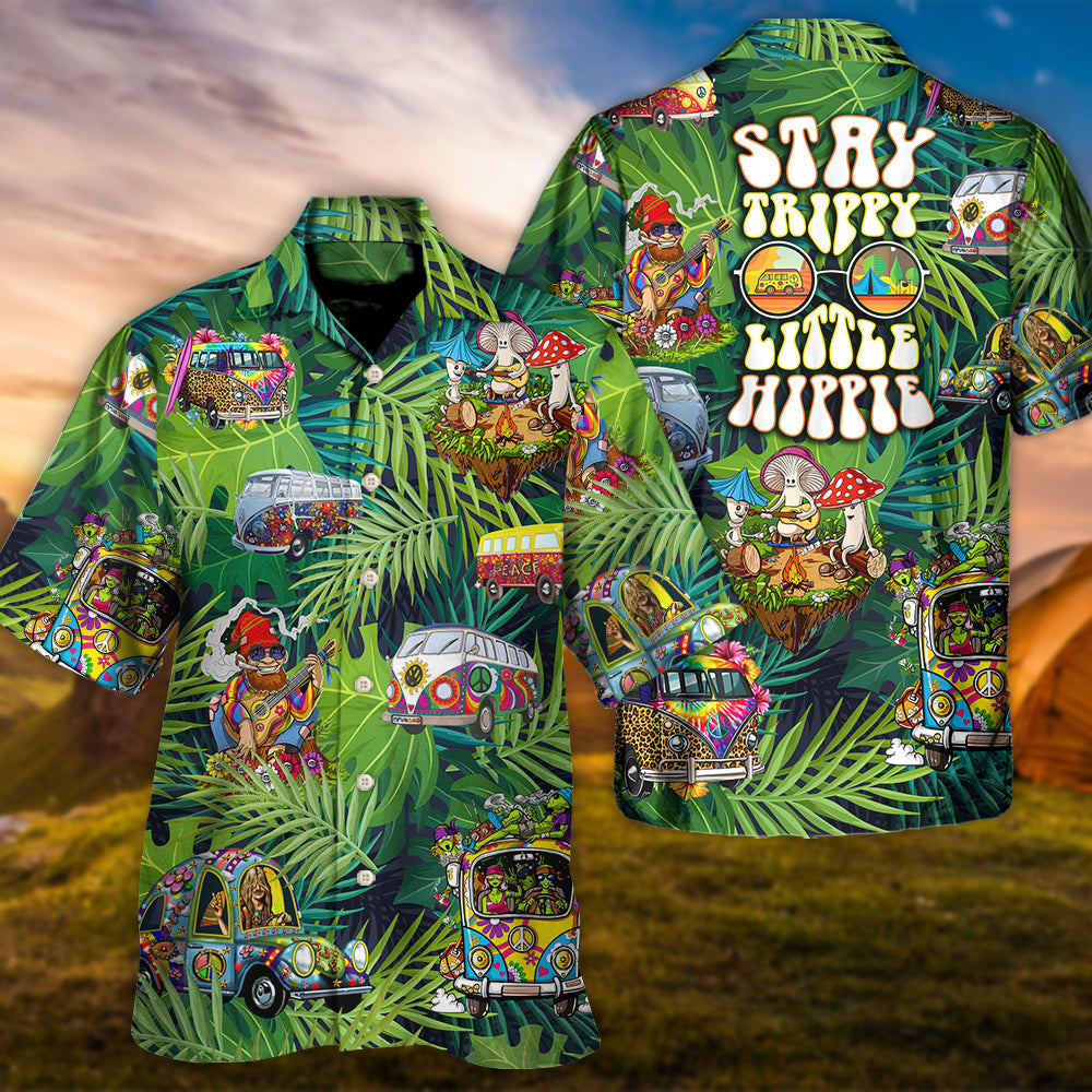 Tropical Funny Camping Hippie Stay Trippy Hawaiian Shirt For Tropical Holidays, Outdoor Gatherings, And Everyday Comfort