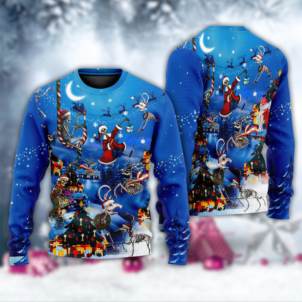 Christmas Skull Merry Xmas Sweater For Family Gatherings Winter Travel And Everyday Seasonal Comfort
