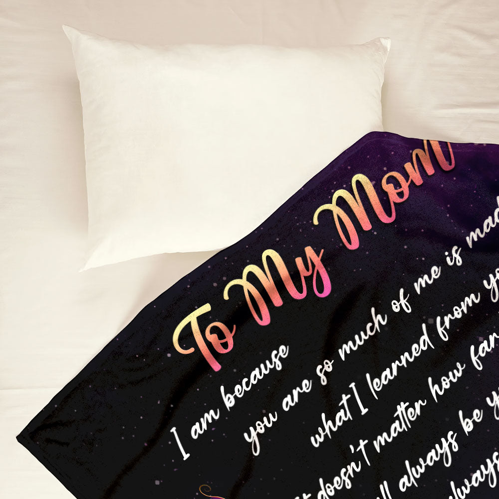 Purple Rose Butterfly Dear Mom Letter Flannel Blanket For Cozy Bedroom Sofa Decor