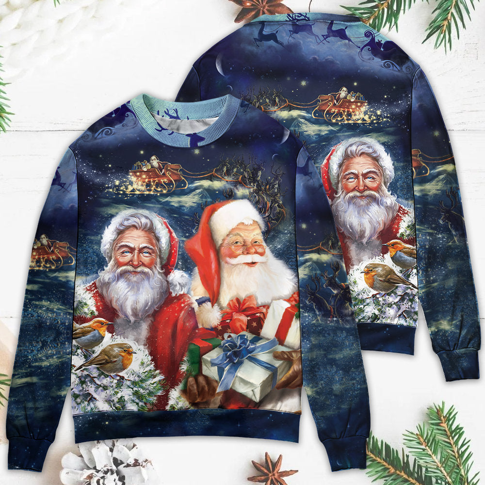 Christmas Santa Claus Snow Scene Sweater For Winter Parties Seasonal Adventures And Relaxed Everyday Styling