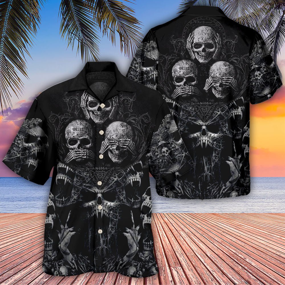Skull Scary Darkness Fantasy Hawaiian Shirt Artwork Detail For Resort Trips And Outdoor Activities