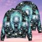 Blue Flame Screaming Skull Sweater For Alternative Outfits Seasonal Events And Everyday Comfort