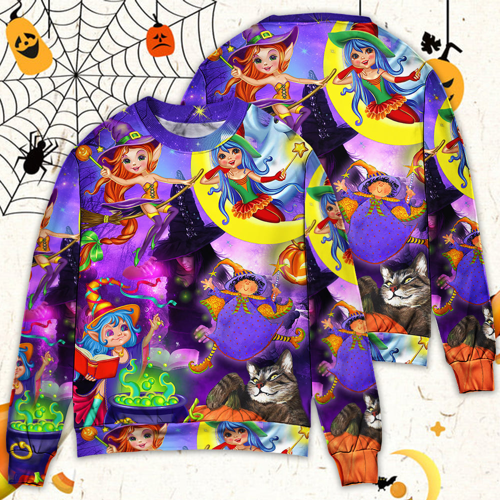 Halloween Cute Witch Ghost Magic Forest Sweater For Casual Wear Parties And Thoughtful Gifting