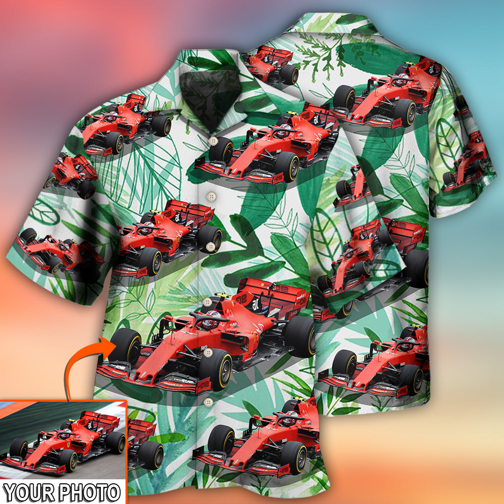Tropical Car Formula Custom Photo Hawaiian Shirt Pattern Detail For Summer Holidays And Outdoor Fun