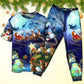 Santa Holiday Reindeer And Snowman Short Sleeve Pajamas Set For Christmas Sleepwear And Family Lounging