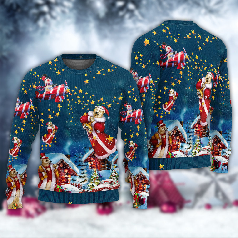 Christmas Bear Santa Happy Holiday Sweater For Festive Parties Family Photos And Comfortable Seasonal Wear