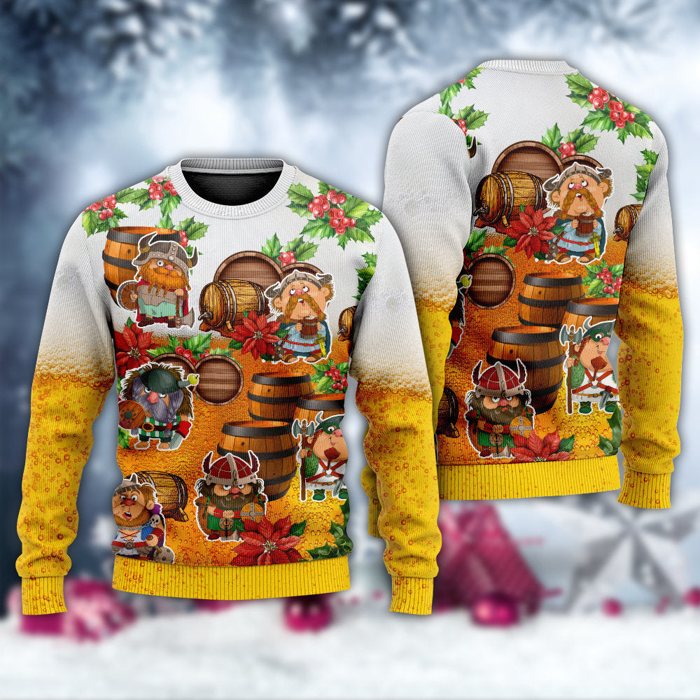 Viking Beer Theme Funny Christmas Sweater For Winter Parties Seasonal Adventures And Relaxed Everyday Styling