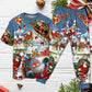 Santa Sleigh Holiday Greeting Short Sleeve Pajamas Set For Festive Sleepovers And Family Photos