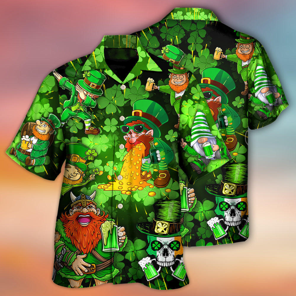 Irish Beer Patrick Viking Skull Leprechaun Hawaiian Shirt Button Front Artwork For Weekend Trips