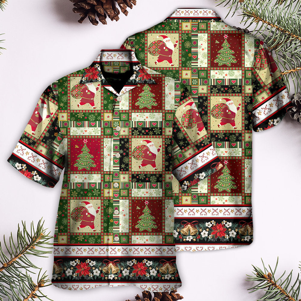 Christmas Santa Tree Hawaiian Shirt Summer Design Detail For Weekend Trips