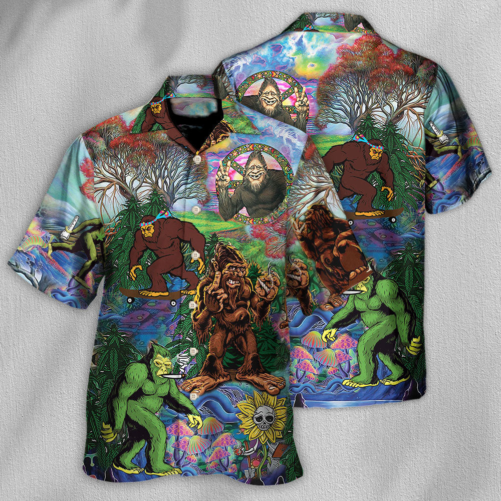 Bohemian Colorful Vintage Forest Creature Peace Hawaiian Shirt Artwork View For Coastal Escapes And Resort Style