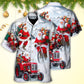 Festive Christmas Fun Gift Hawaiian Shirt Artwork Detail For Resort Trips And Outdoor Activities