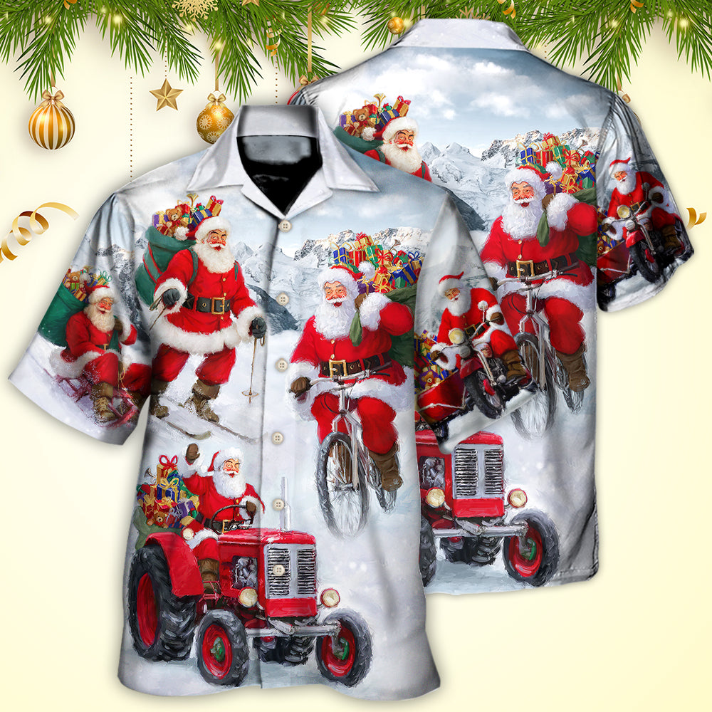 Festive Christmas Fun Gift Hawaiian Shirt Artwork Detail For Resort Trips And Outdoor Activities